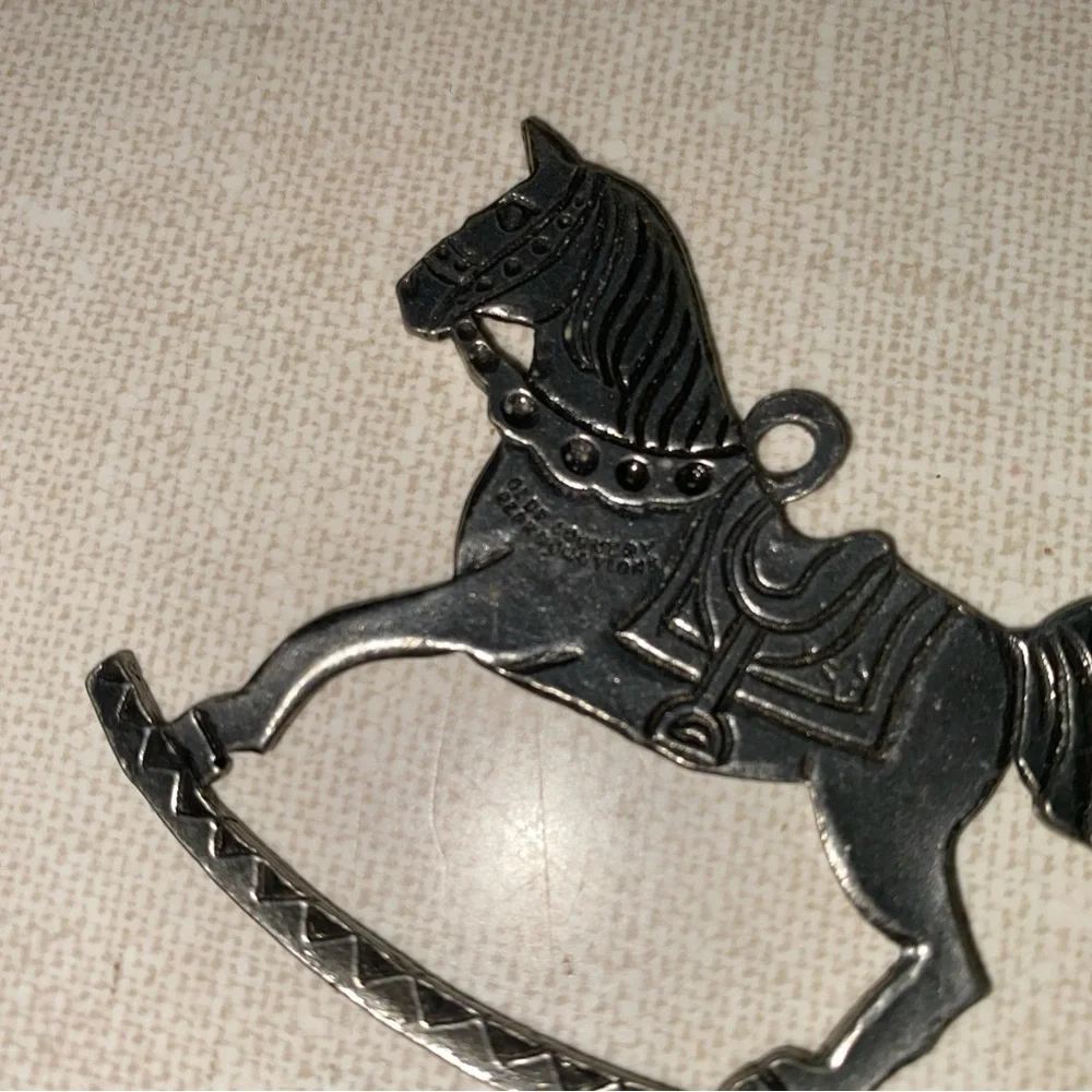 Olde Country Reproductions Pewter Rocking Horse Christmas‎ Ornament
